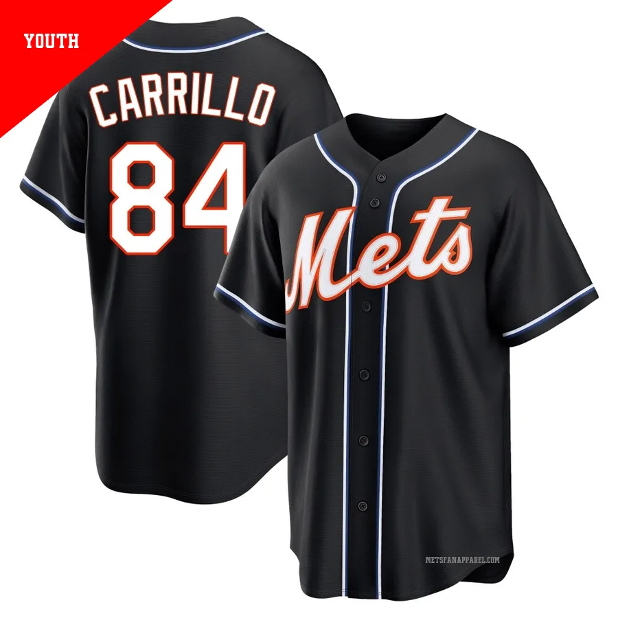 New York Mets ＃84 Alejandro Carrillo Youth Black Replica Fashion Out Jersey