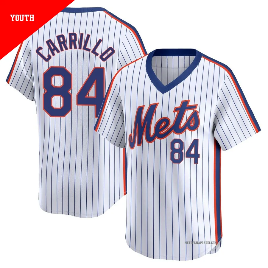 New York Mets ＃84 Alejandro Carrillo Youth White Limited Cooperstown Collection Jersey