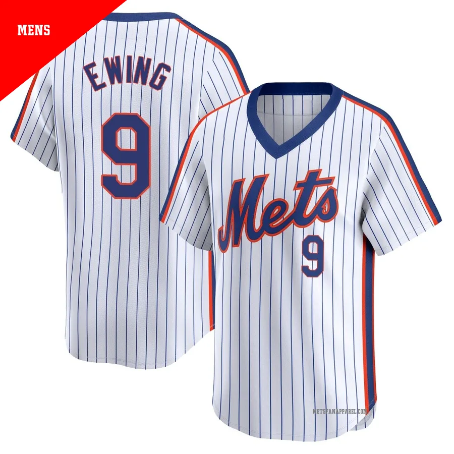 New York Mets ＃9 A.J. Ewing Men's White Limited Cooperstown Collection Jersey