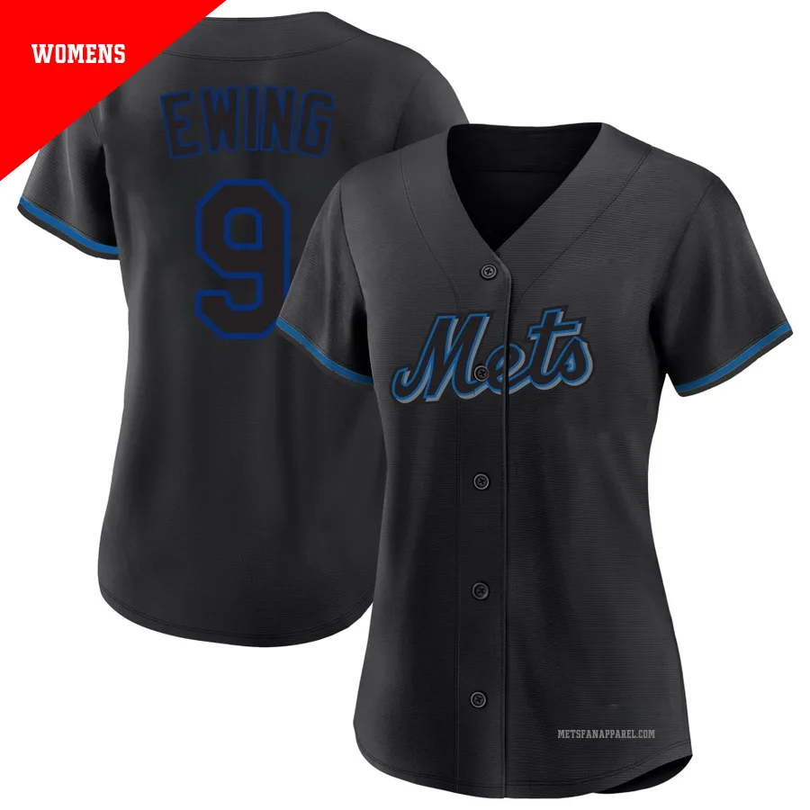 New York Mets ＃9 A.J. Ewing Women's Black Replica Fashion Jersey