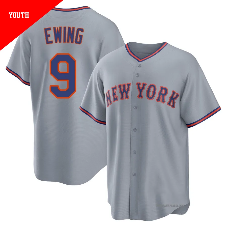 New York Mets ＃9 A.J. Ewing Youth Gray Replica Away 2.0 Jersey