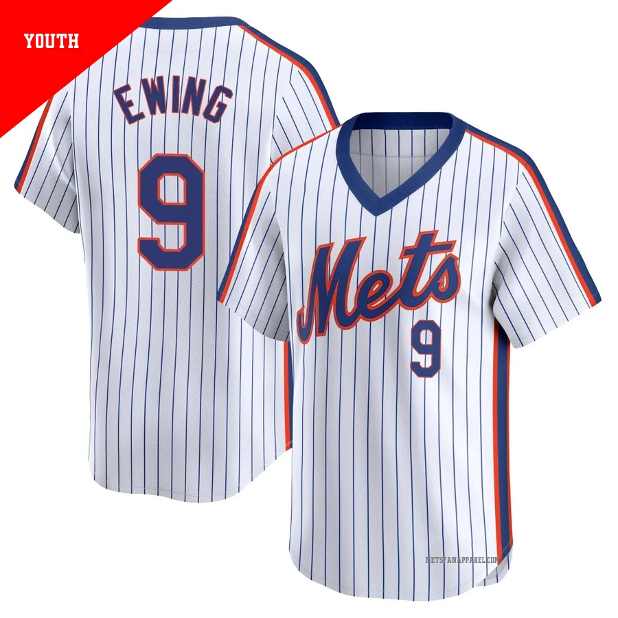 New York Mets ＃9 A.J. Ewing Youth White Limited Cooperstown Collection Jersey